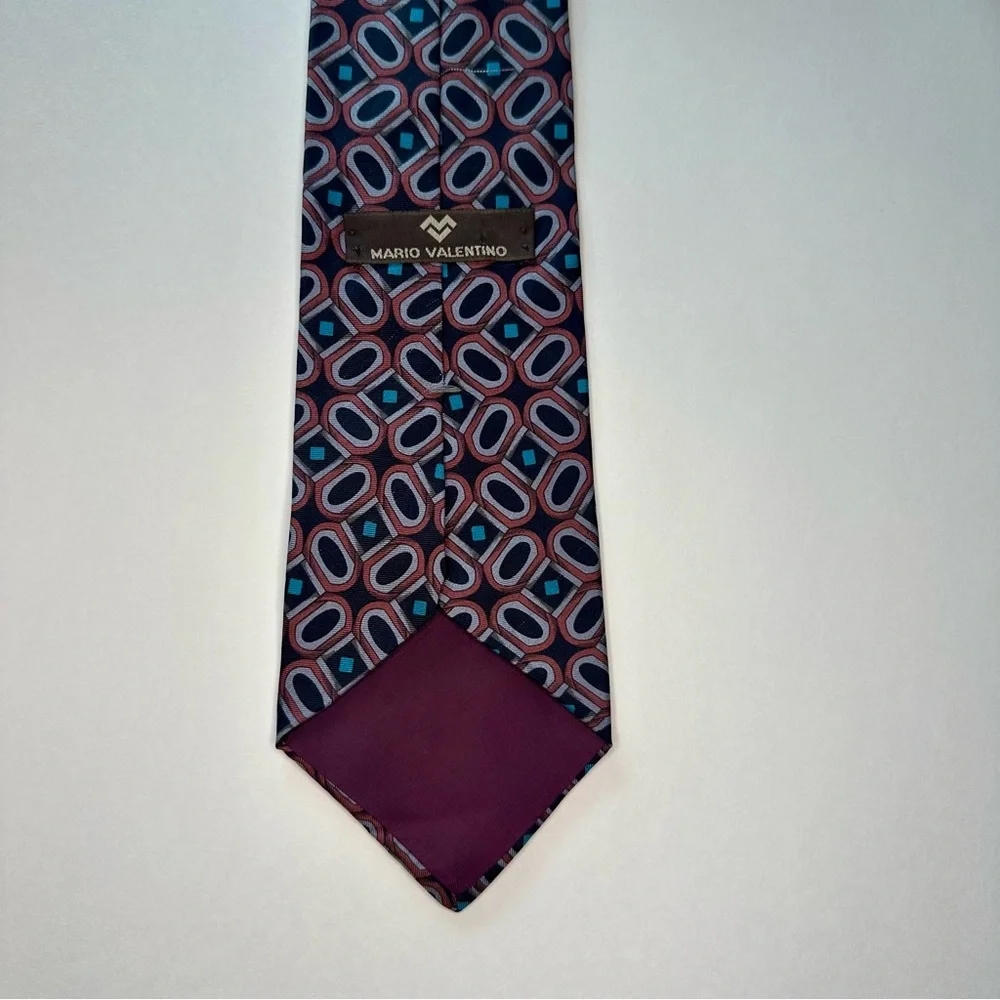 Vintage Valentino Italian Silk Classic Geometric Patterned Tie, by Mario 3.75” - Picture 4 of 7